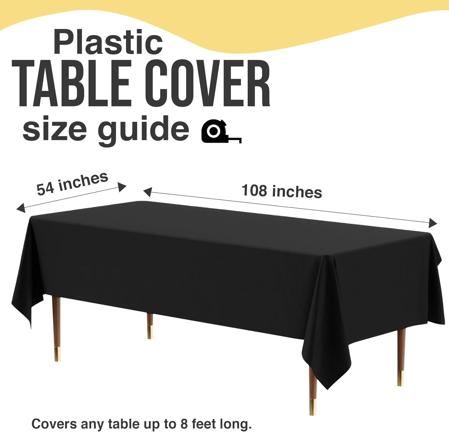 Thumbnail 4 de Exquisite 66% Thicker Premium Black Plastic Tablecloths – 12 Pack, 54" x 108" (0.5 mil)