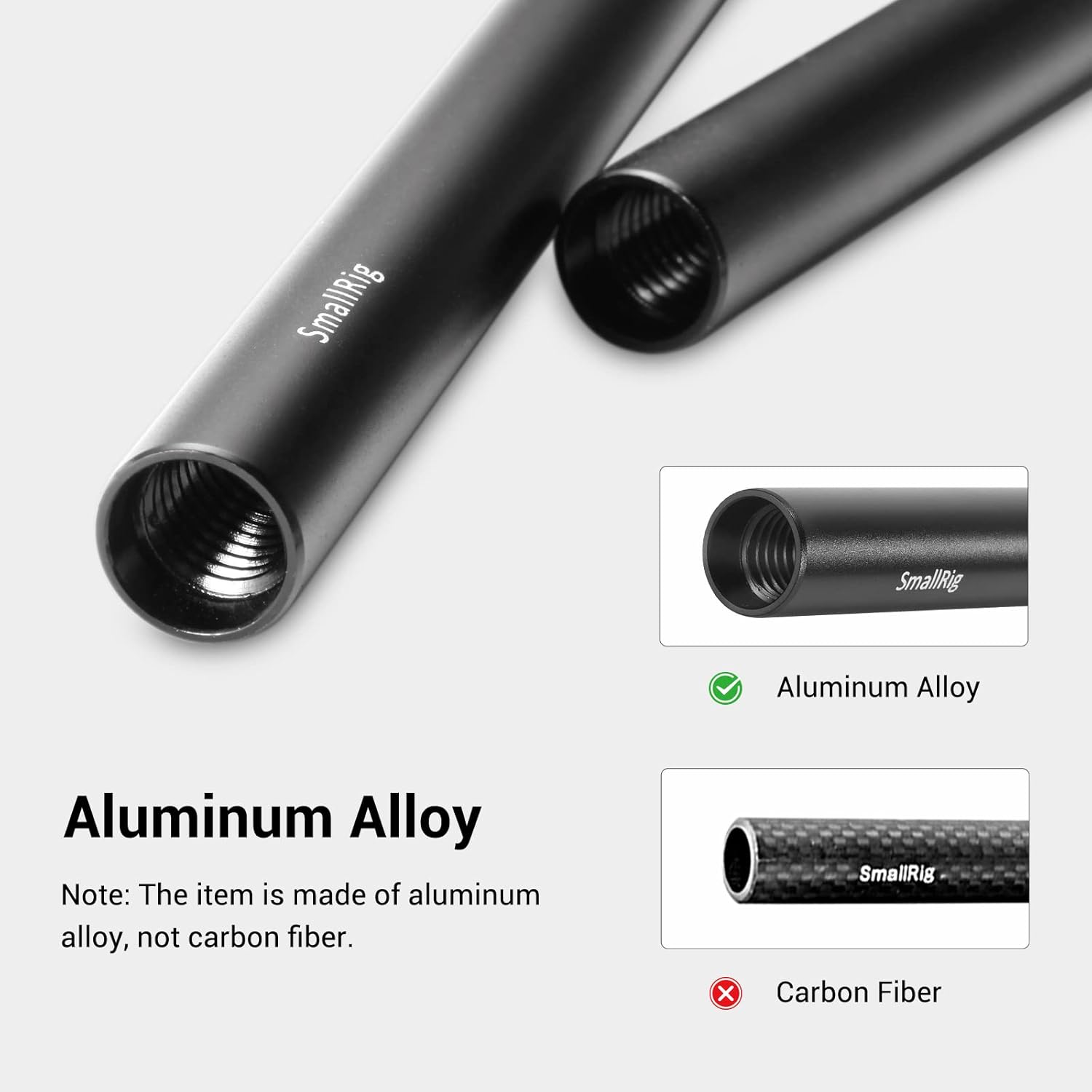 Thumbnail 6 de SMALLRIG 15mm Rod Pack 20 cm + 30 cm, M12 Gewinde Stangen – Aluminium, 2x Rods + 2x Verbinder (1659)