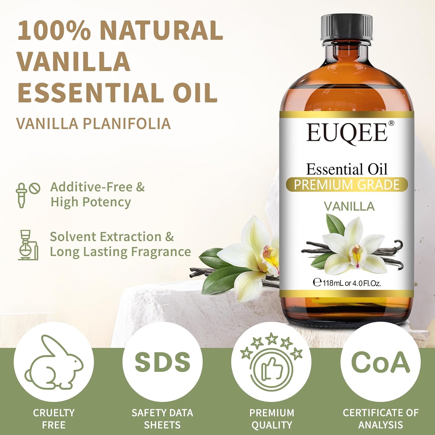 Detalle 2 de EUQEE Vanilla Essential Oil 118 ml