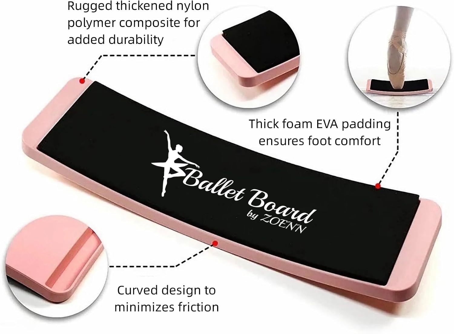 Detalle de ZOENN Turn-Board Dance Turning Board, Pink, 29 cm with EVA Foam Pad
