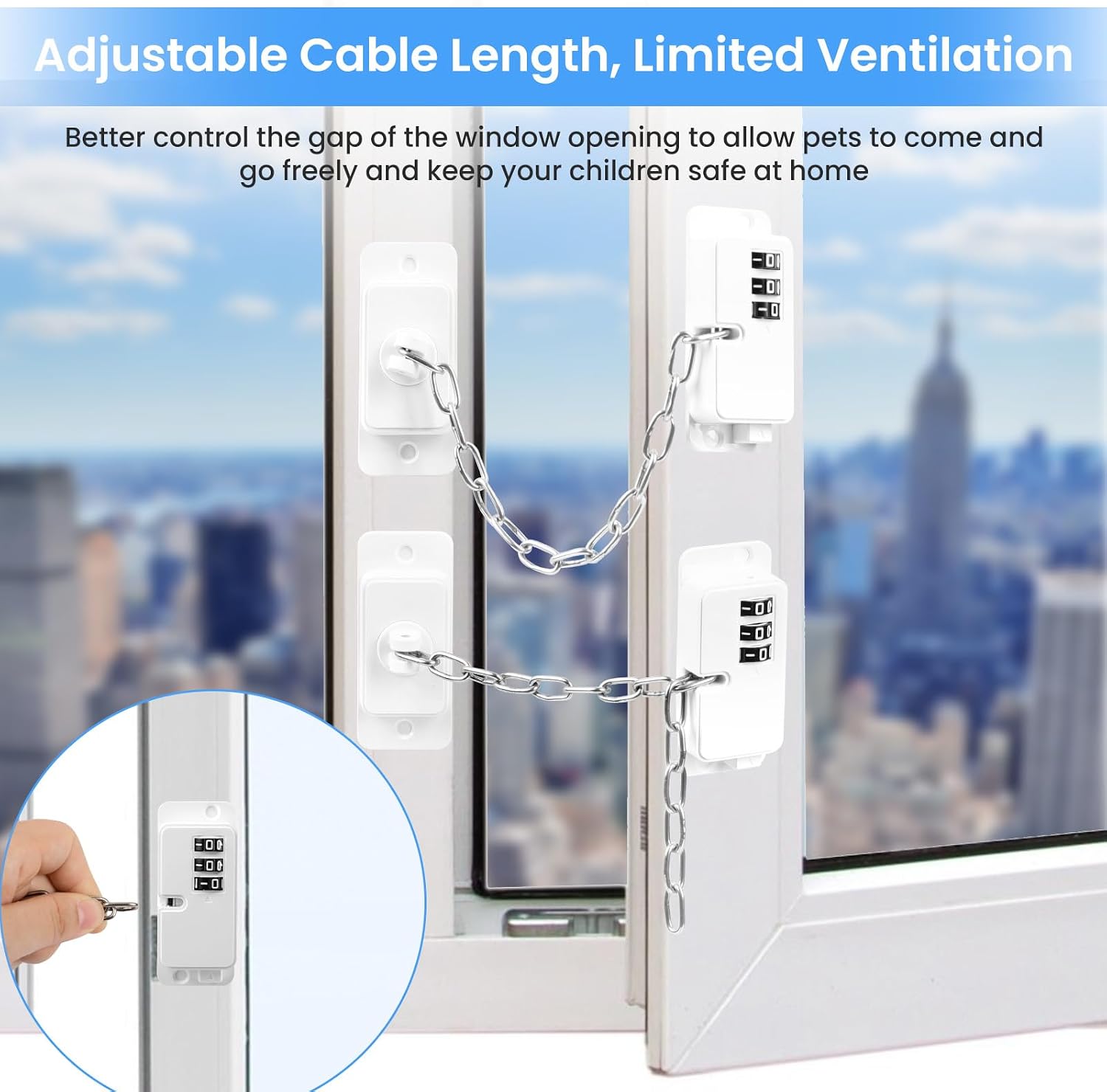 Detalle 2 de NewBinn window restrictor chain limiter 19 cm