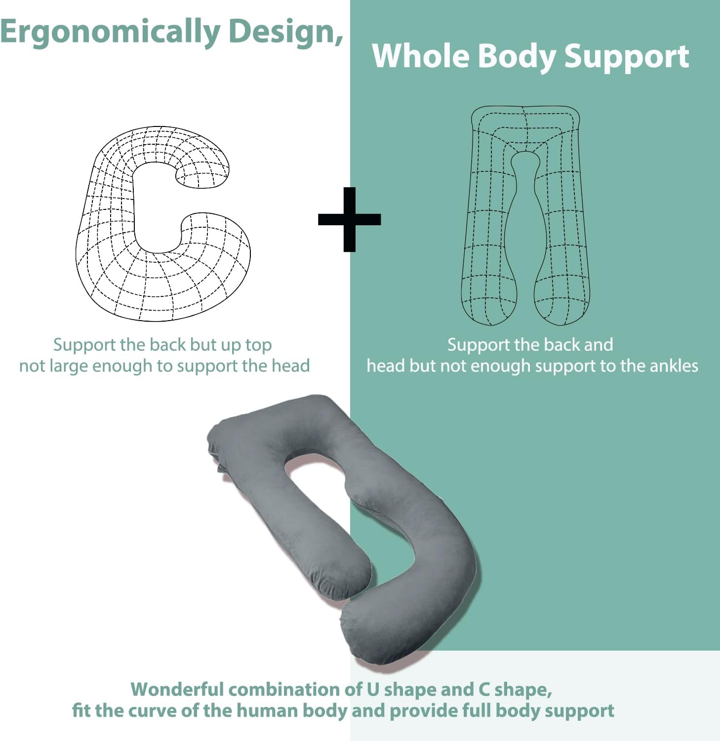 Thumbnail 4 de Chilling Home 55-Inch J-Shaped Pregnancy Pillow for Sleeping