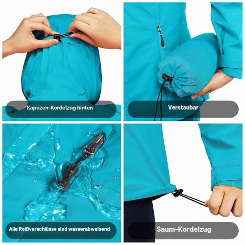 Detalle de 33,000ft Regenjacke Damen – Wasserdicht, atmungsaktiv und vielseitig einsetzbar