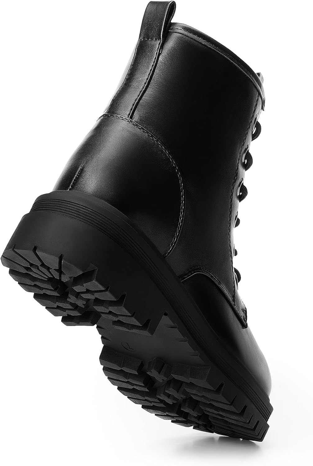Detalle de DREAM PAIRS Combat Boots Ankle Booties: Lace-Up Convenience, Side Zipper, and Lug Sole