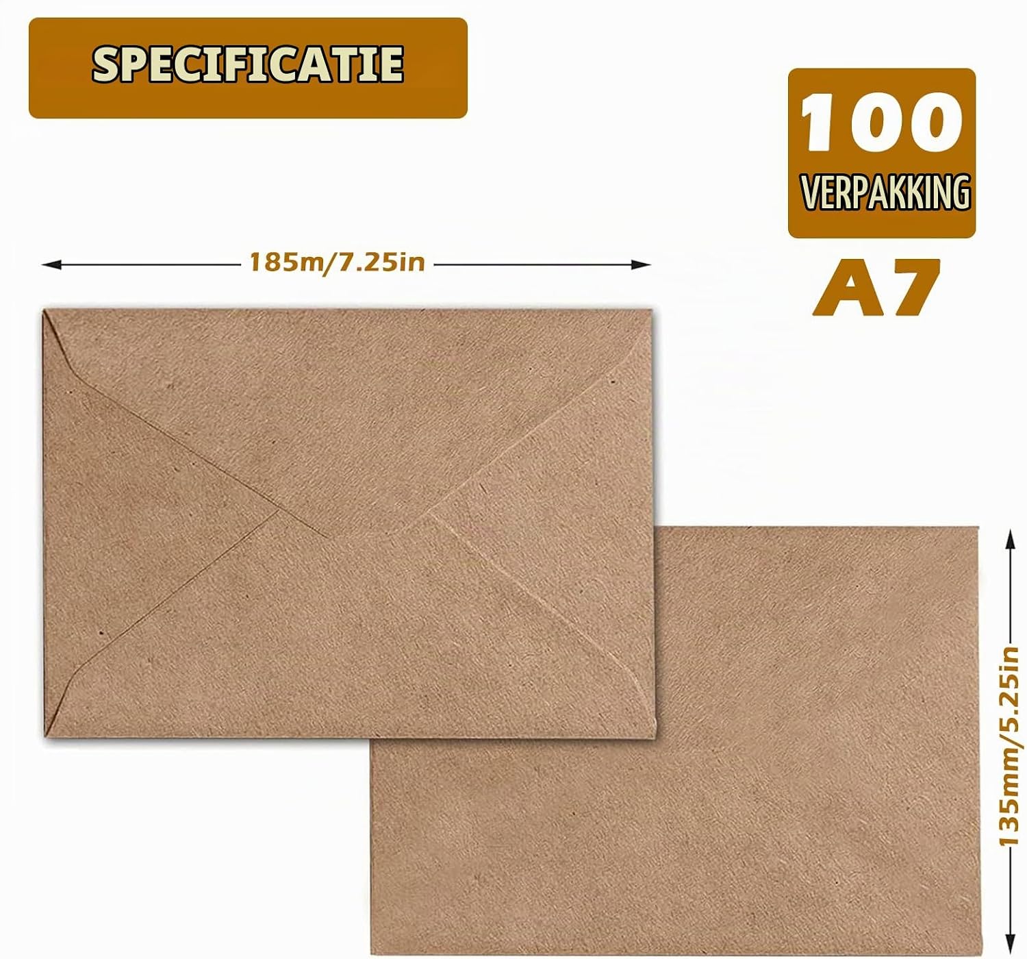 Detalle 2 de PALUDO AS116 kraftpapierenveloppen 135 x 185 mm, 130 g/m², bruine puntklep