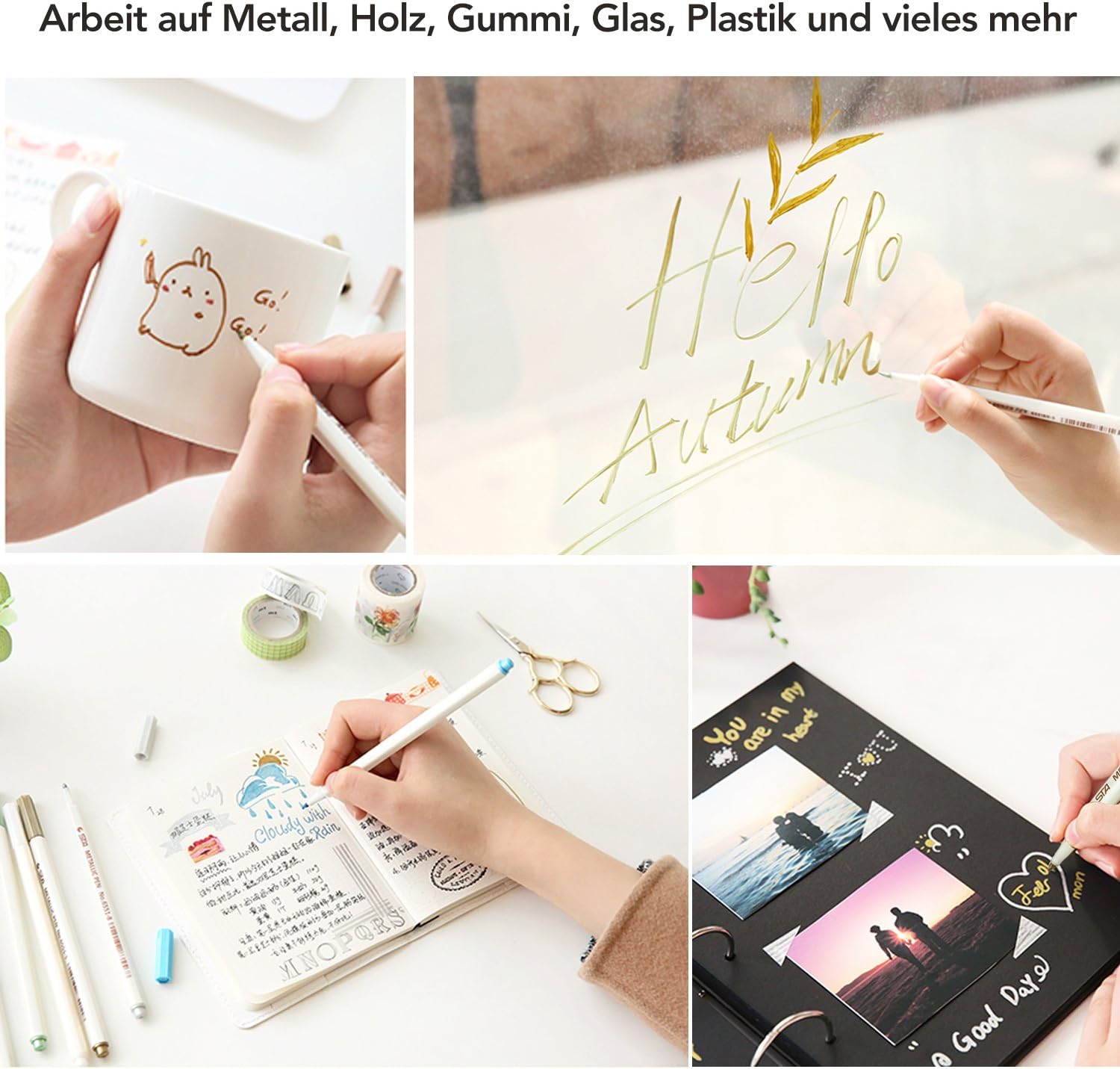 Thumbnail 4 de Metallic Stifte Set, 10 Farben – 1 mm Metallmarker für Fotoalben, Gästebuch und DIY auf dunklem Papier