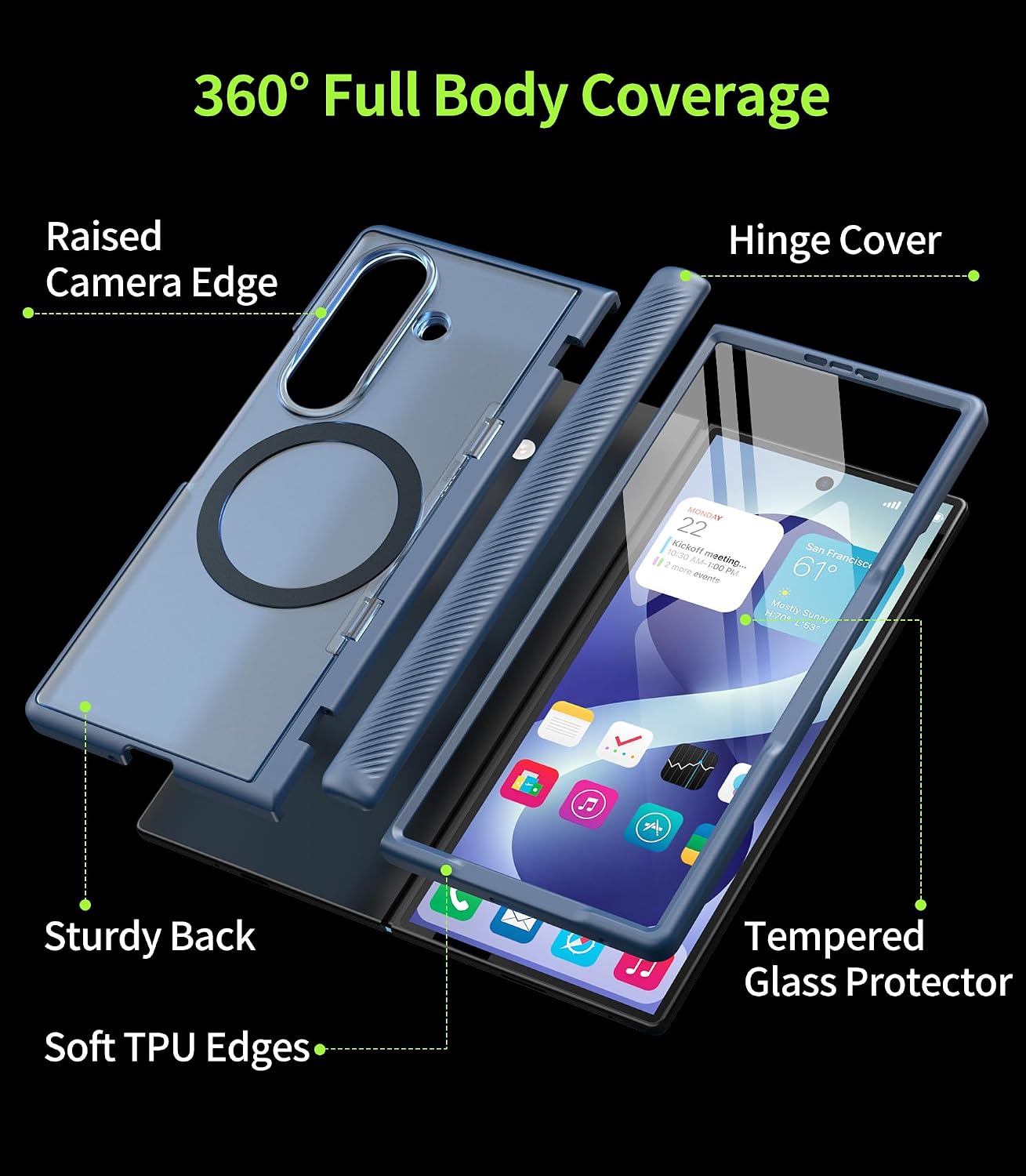 Detalle 1 de Cozycase TOP 360 Full Case for Samsung Galaxy Z Fold 8 Ultra / Fold 7, Blue