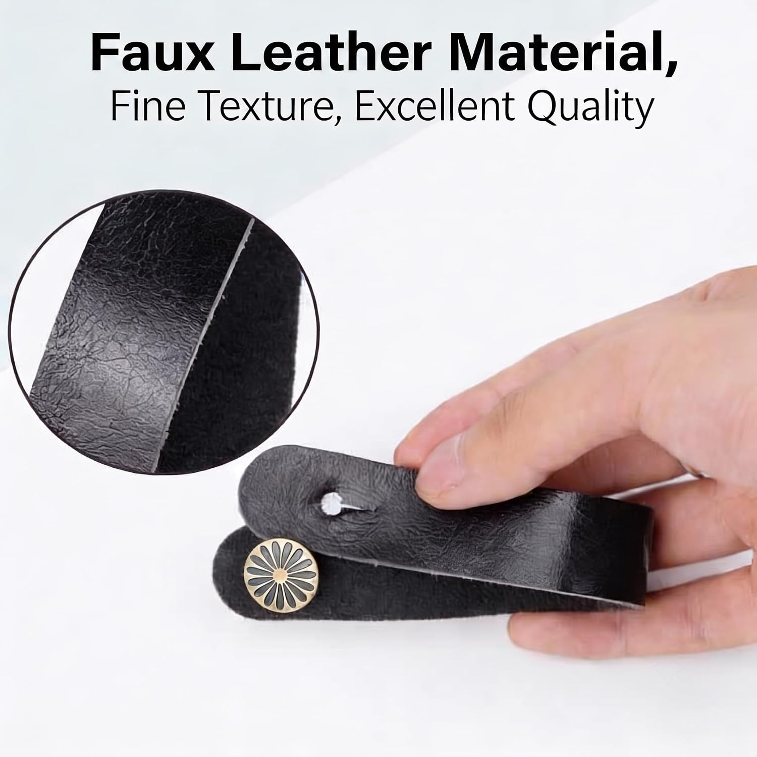 Detalle de BLOBY Faux Leather Guitar Headstock Strap Adapter, 2cm x 20cm, Black
