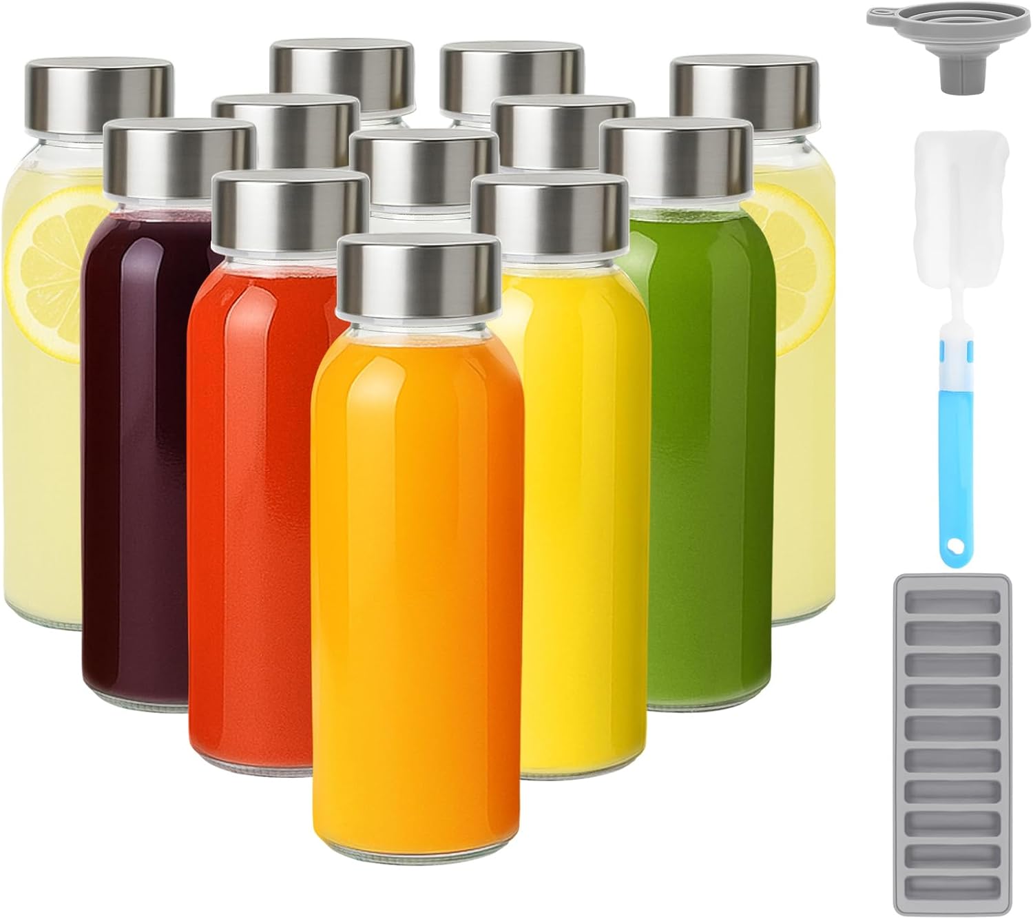 Detalle de Zukro 10.5oz glass bottles for juice, 10.5 fl oz, set of 12