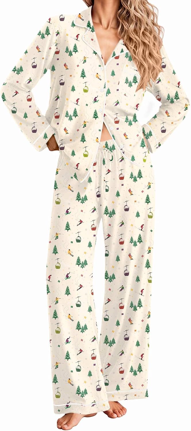 Detalle de Ekouaer Women's Pajama Set, Polyester-Spandex Blend