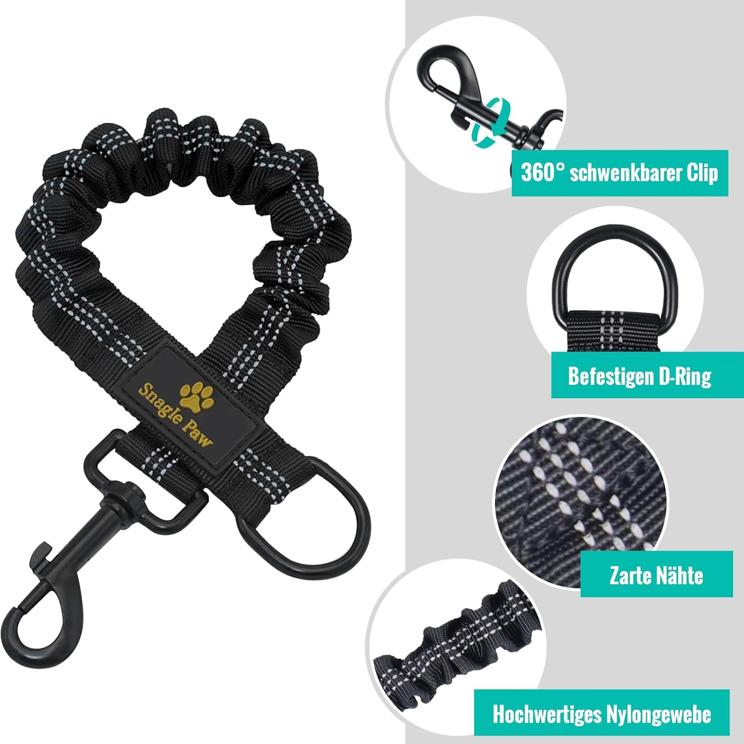 Detalle de 2er-Set verwicklungsfreie elastische Hundeleine schwarz đ