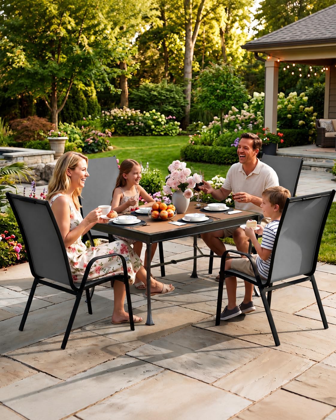 Detalle 1 de Outvelar A045-015 Patio Dining Chairs Set of 4, Stackable Deep Gray