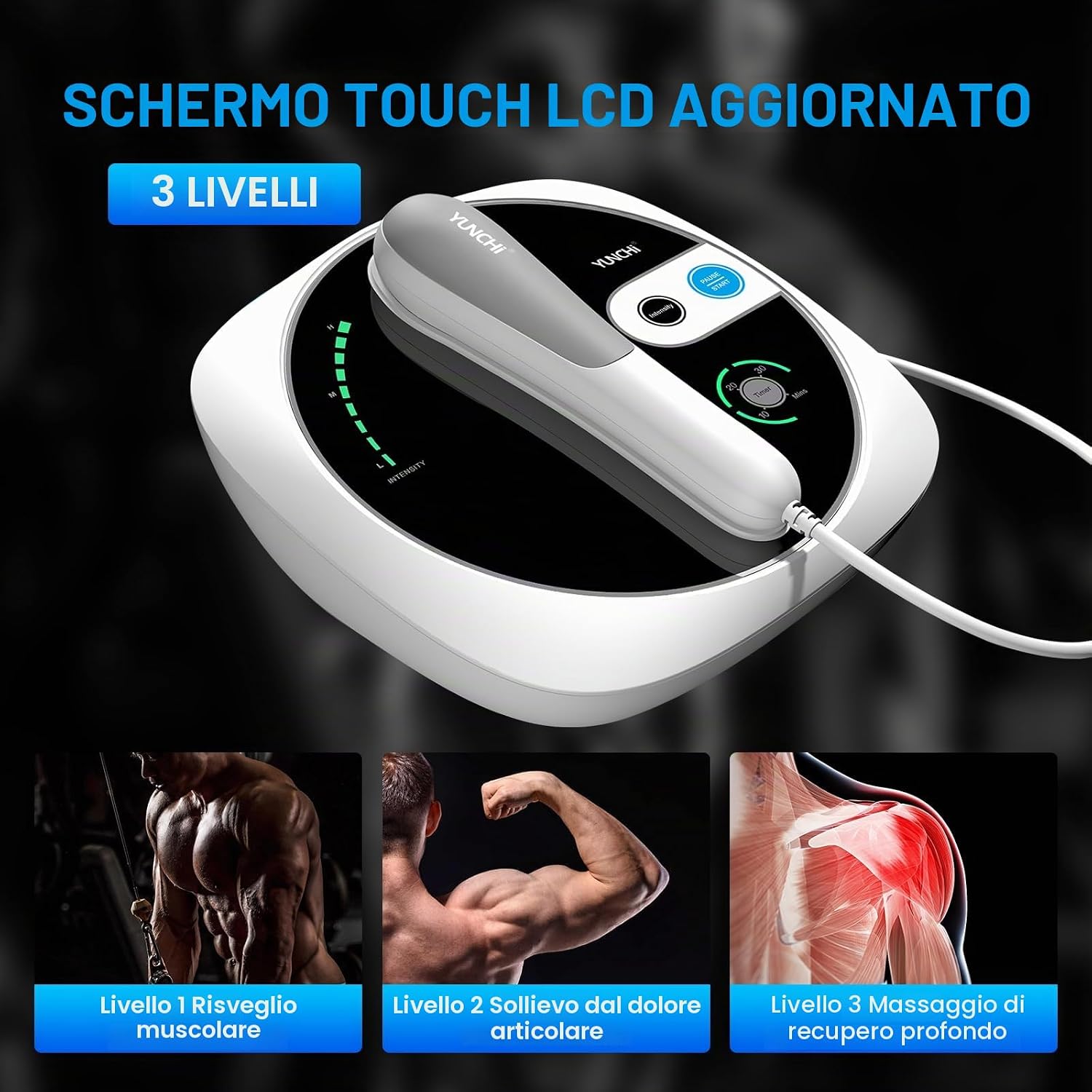 Detalle de Macchina per terapia ad ultrasuoni portatile – Massaggio mirato per sollievo muscolare e articolare (Bianco 02)