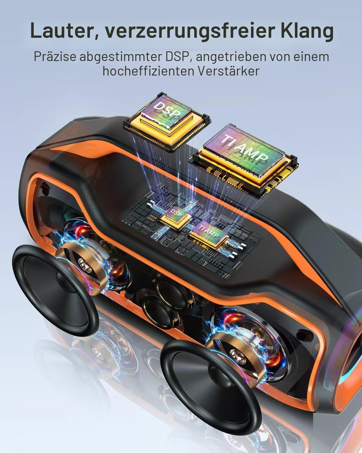 Detalle 2 de Bluetooth Tragbarer Lautsprecher mit 120 W Spitzenleistung – Outdoor DSP-Sound, IP65, 2x Subwoofer, TWS & RGB