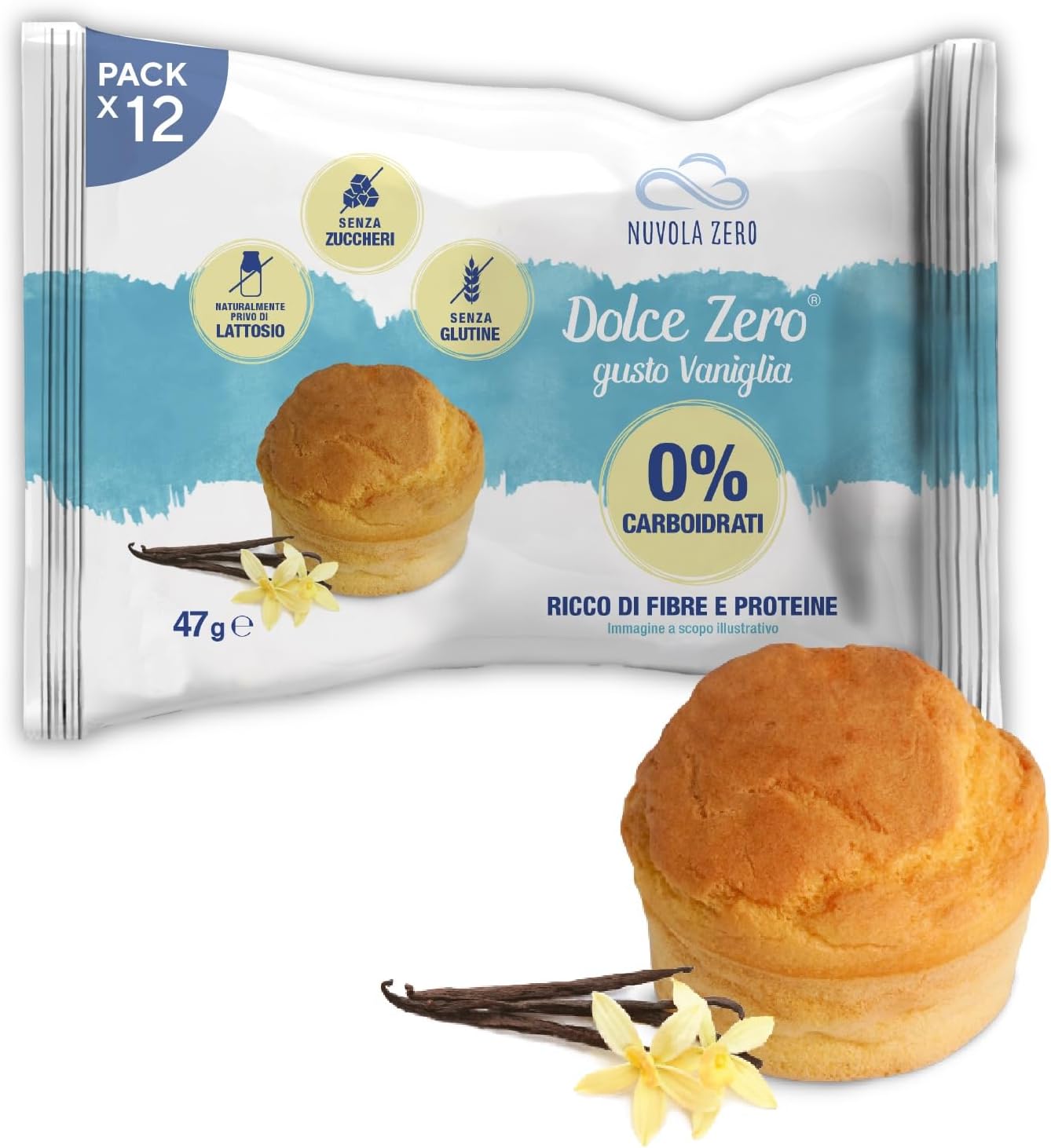Detalle de Nuvola Zero Dolce Vaniglia – 12 porzioni, senza carboidrati né zuccheri, gluten free e lactose free
