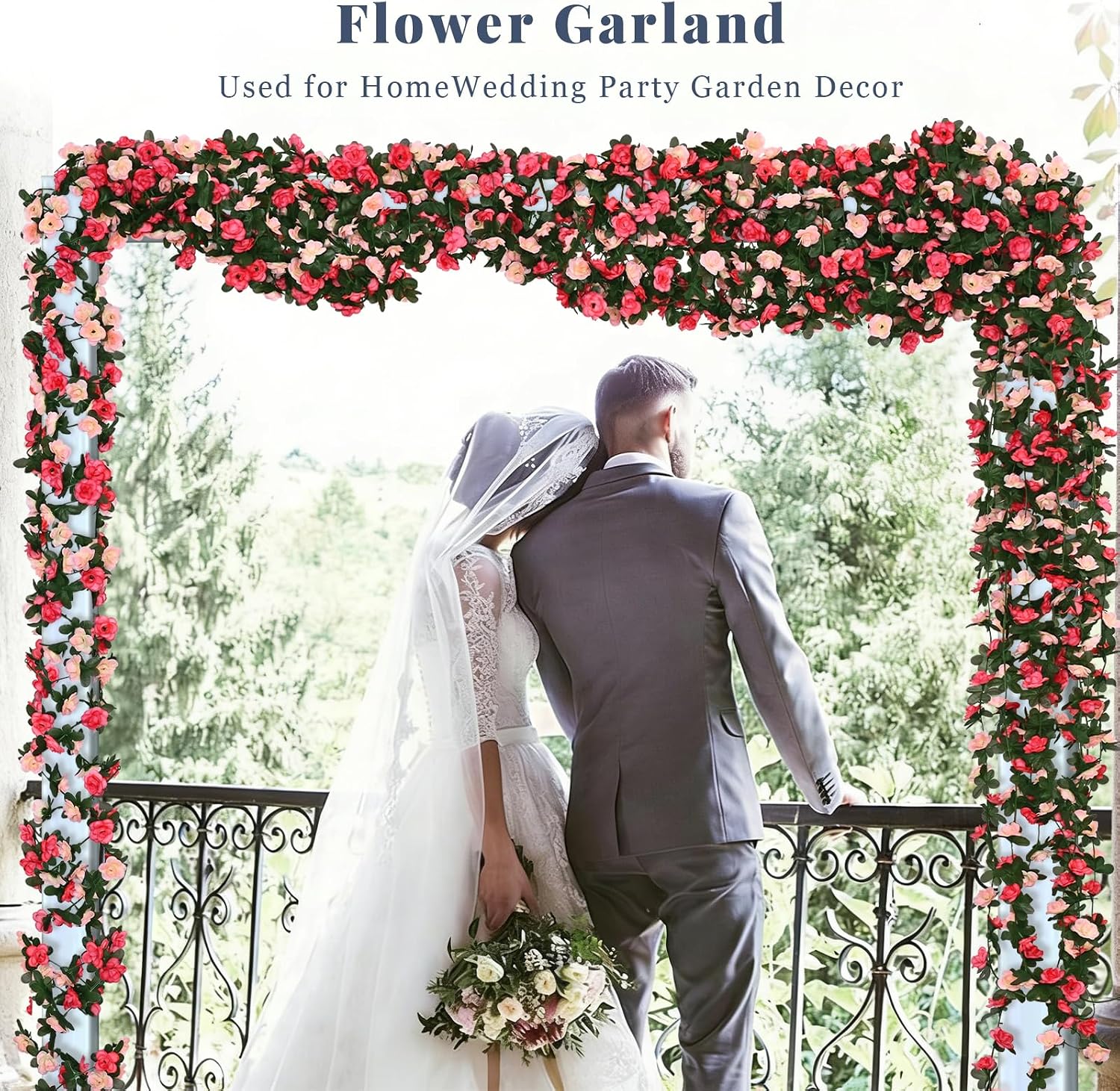 Thumbnail 6 de Artificial Rose Garland Set, 12 Strands