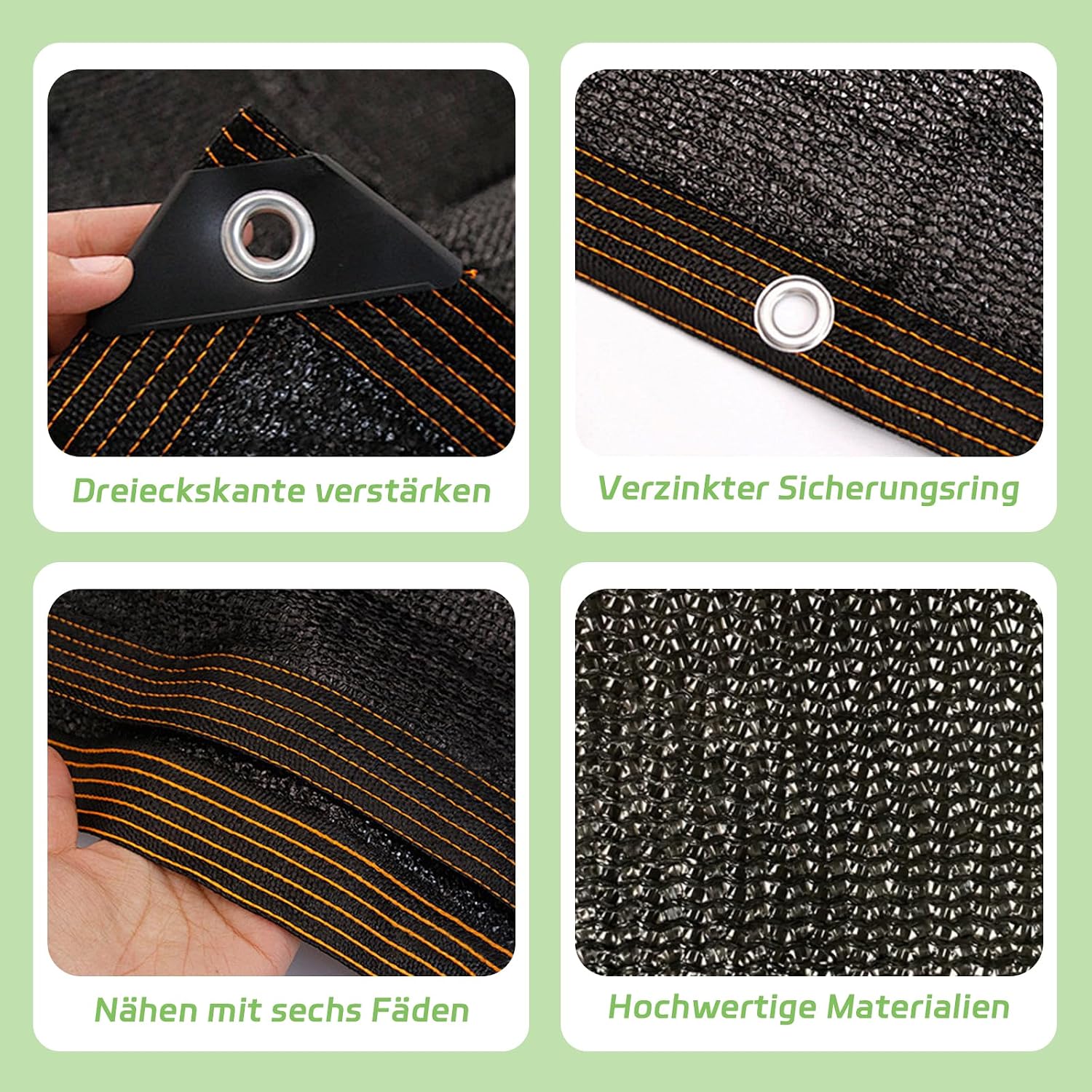 Detalle de Schattiernetz Garten 2x5 m – rechteckig, wasserdurchlässig, luftdurchlässig, UV-beständig