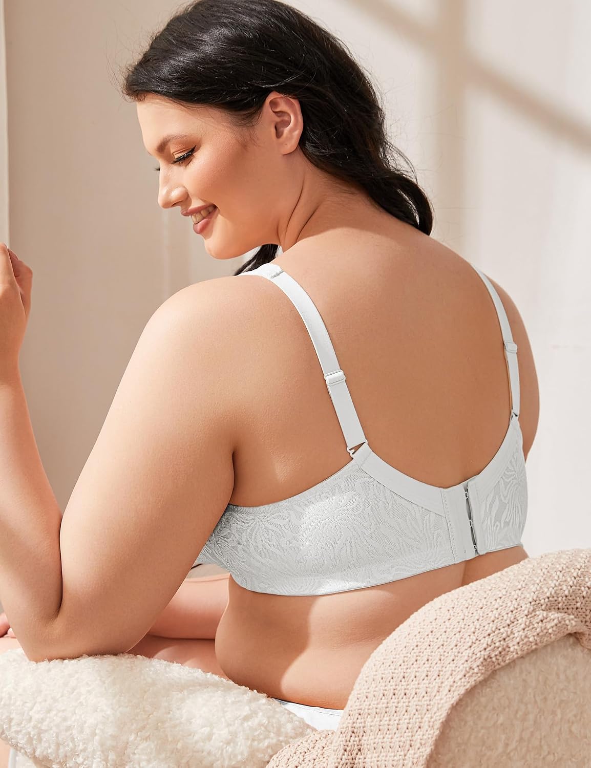 Detalle de Wingslove Women's Full Coverage Non Padded Comfort Minimizer Wire-Free Bra Plus Size