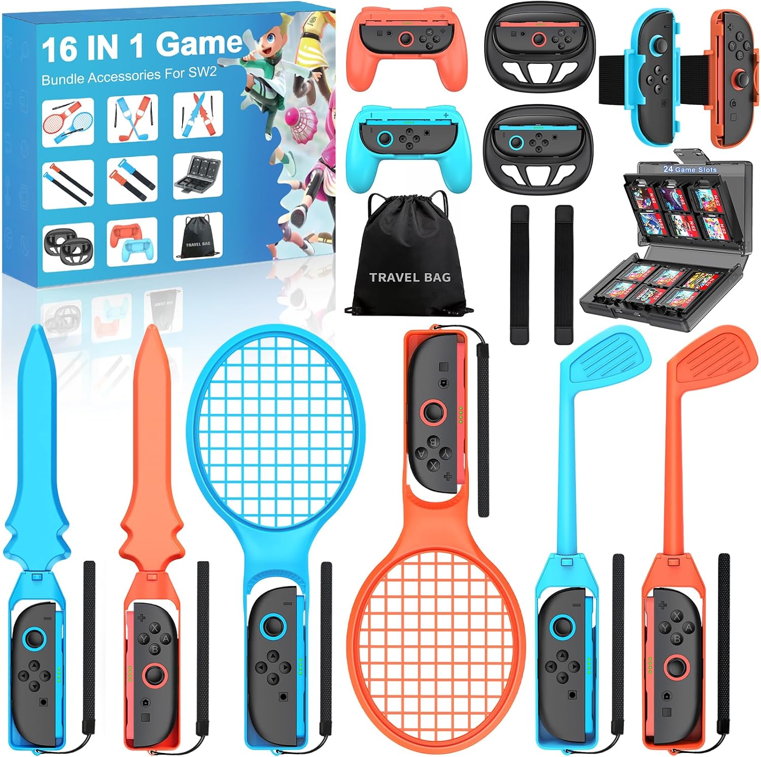 Detalle de HELLCOOL 16-in-1 Switch 2 Sports Accessories Bundle for Nintendo Switch 2