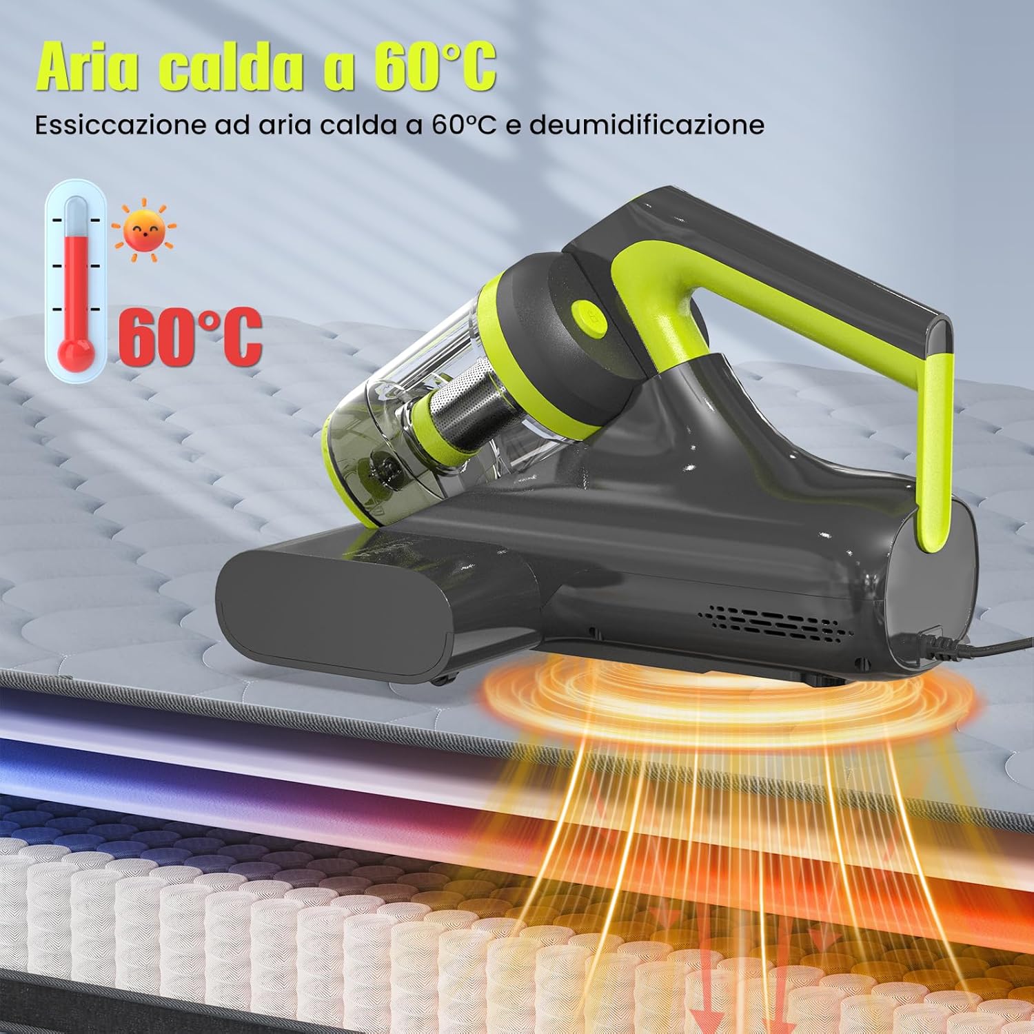 Thumbnail 2 de HYCHIKA Battimaterasso: aspirapolvere per materassi con UV-C, ultrasuoni e aria calda 60°C
