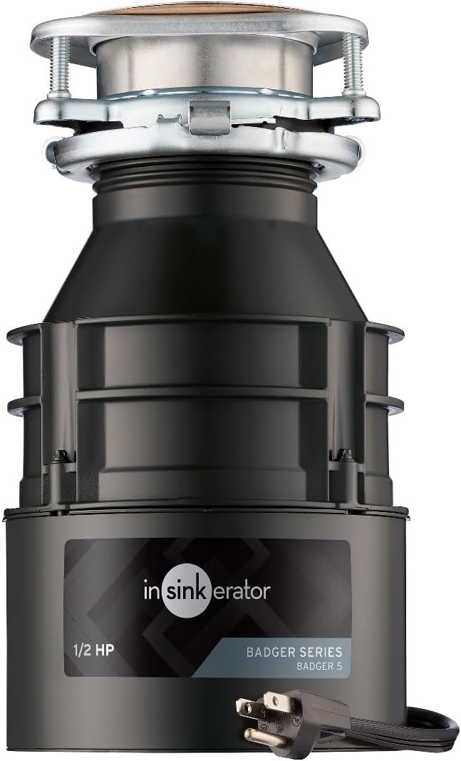 InSinkErator Badger 5 Garbage Disposal with Power Cord: 1/2 HP, Continuous Feed