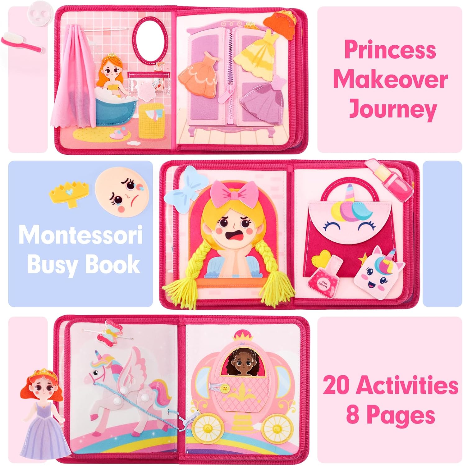 Thumbnail 1 de hahaland CF-TBB09. Princess Felt Busy Book, 20 Activities Across 8 Pages