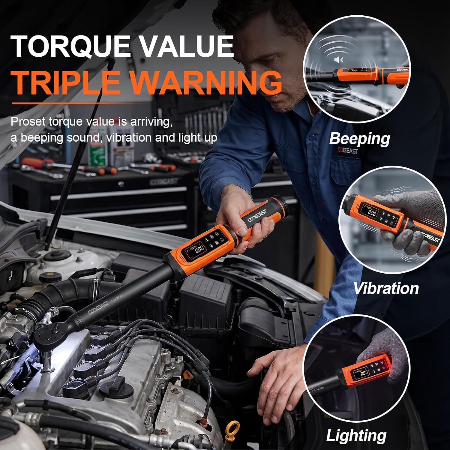 Detalle 2 de coobeast SXBS02HS340NM3US Digital Torque Wrench, 1/2-Inch Drive, ±2% Accuracy