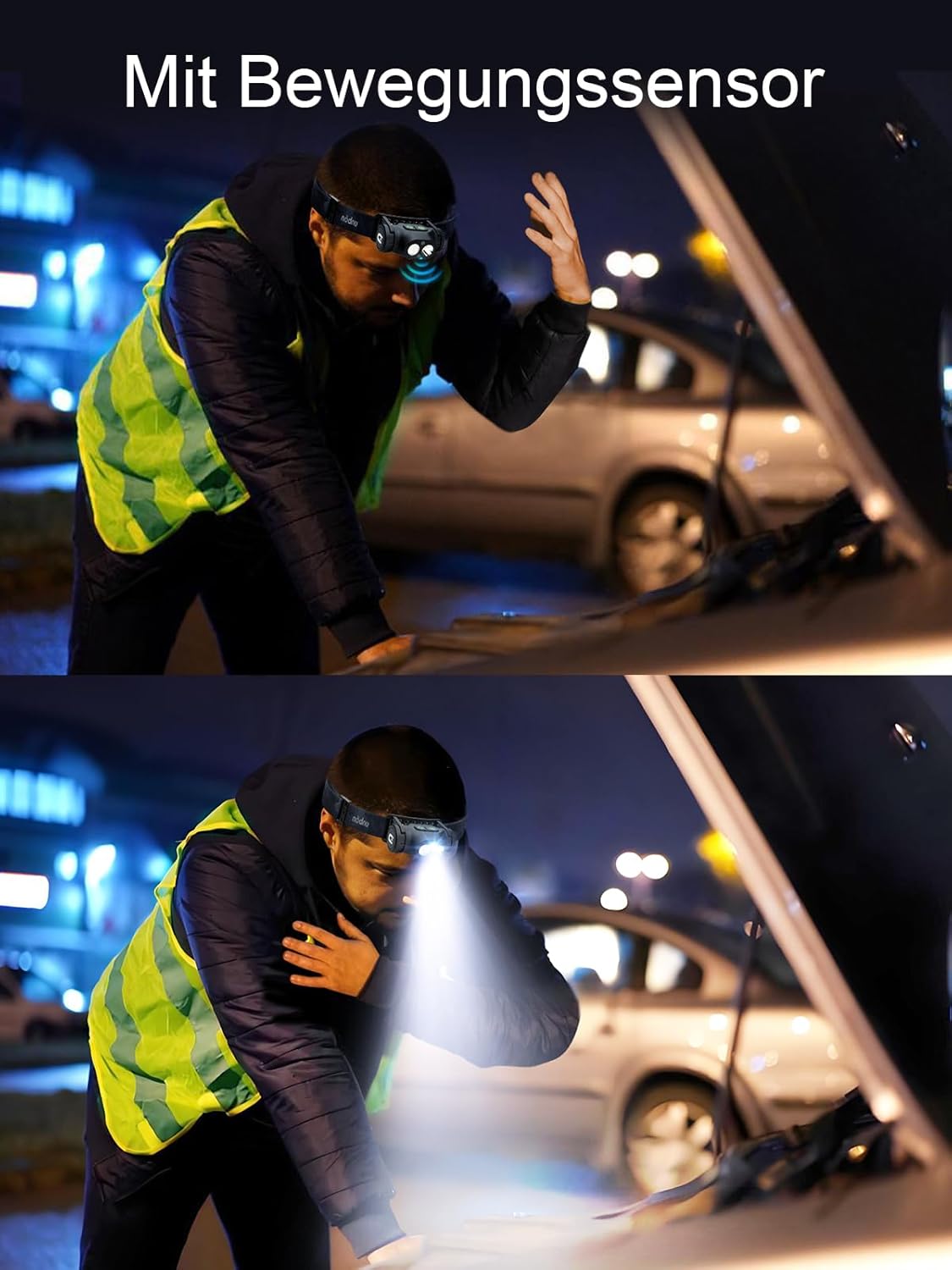 Thumbnail 3 de UNBON Stirnlampe LED wiederaufladbar (USB-C), extrem hell, dimmbar, Sensor & Magnet, IPX4