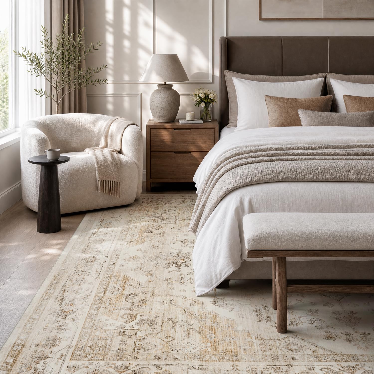 Thumbnail 5 de AMOAMI 8FT x 10FT Vintage Beige Area Rug 🛋