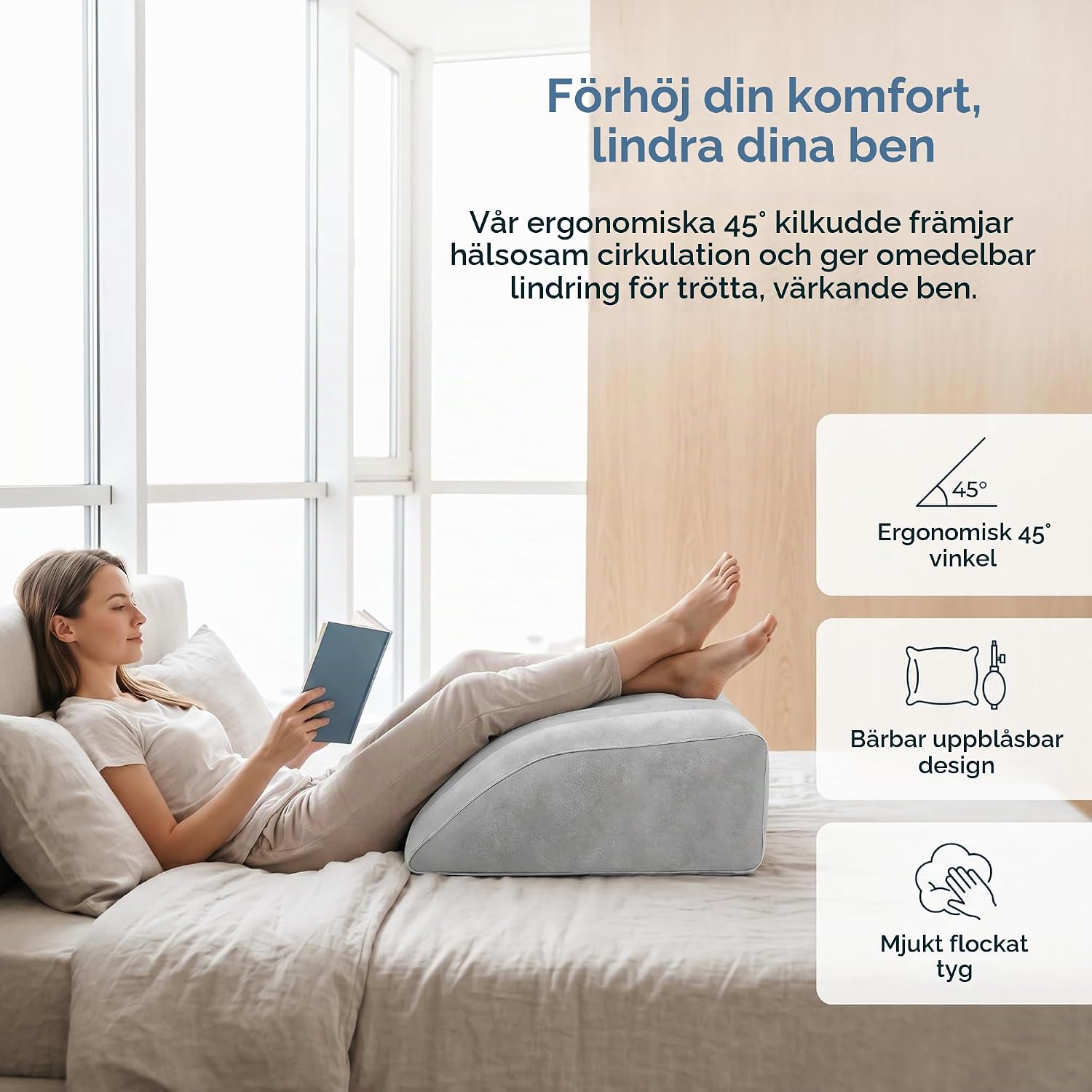 Thumbnail 6 de ZORVENIX Venenkissen Gray – uppblåsbar benlyftkudde med justerbar höjd