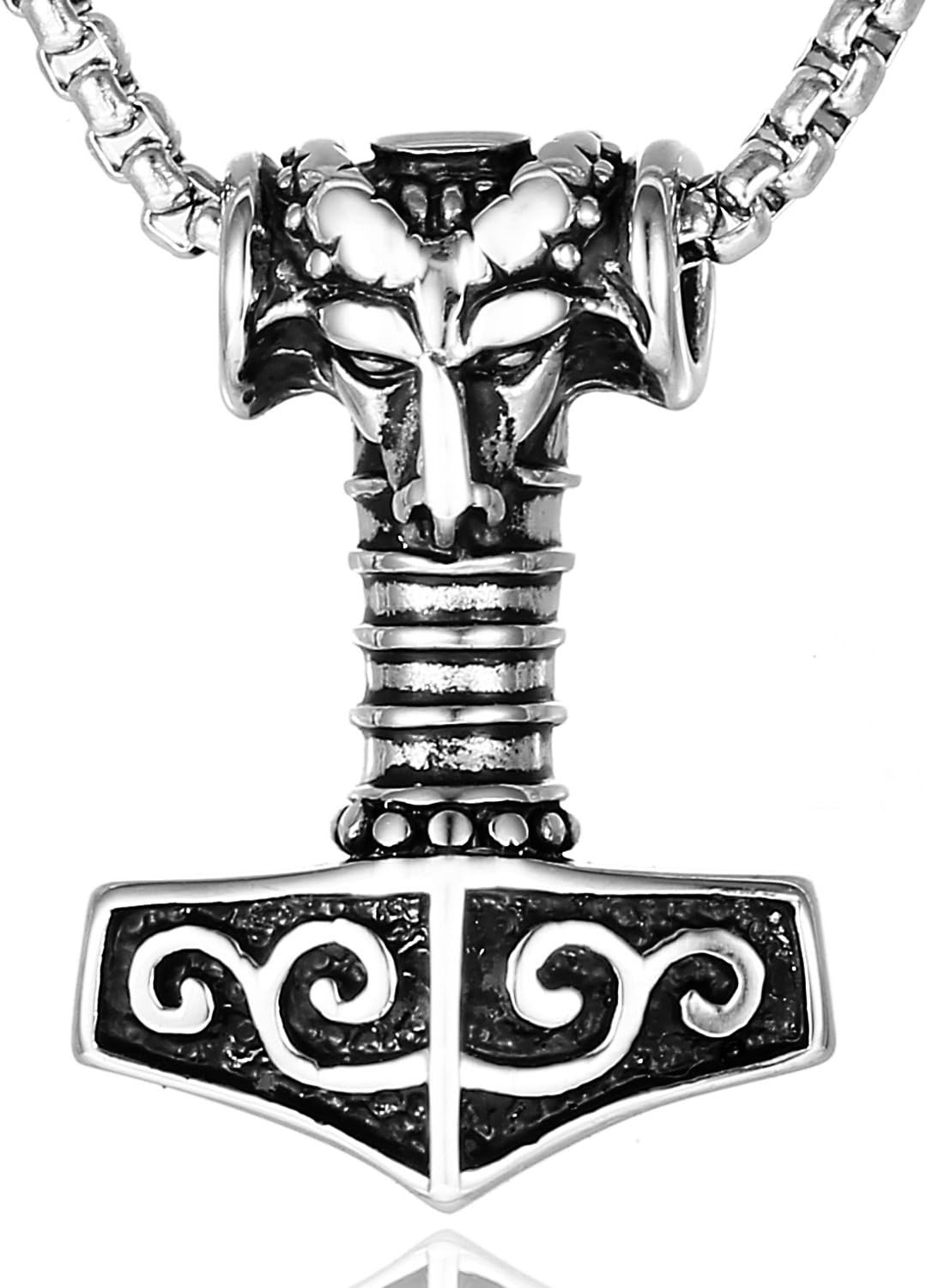 Thumbnail 3 de DonDon Collana Uomo con Ciondolo Martello di Thor – Laccio da 50 cm con sacchetto in velluto