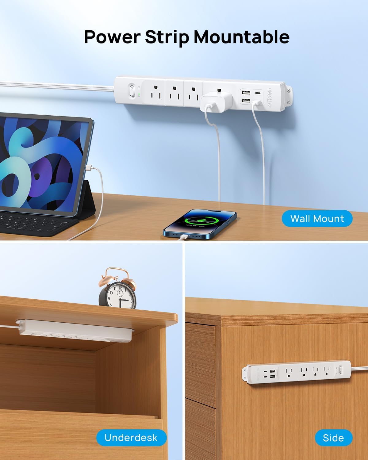 Thumbnail 5 de TROND Prime II 5FT Power Bar with Surge Protection, 4 Outlets and 4 USB Ports