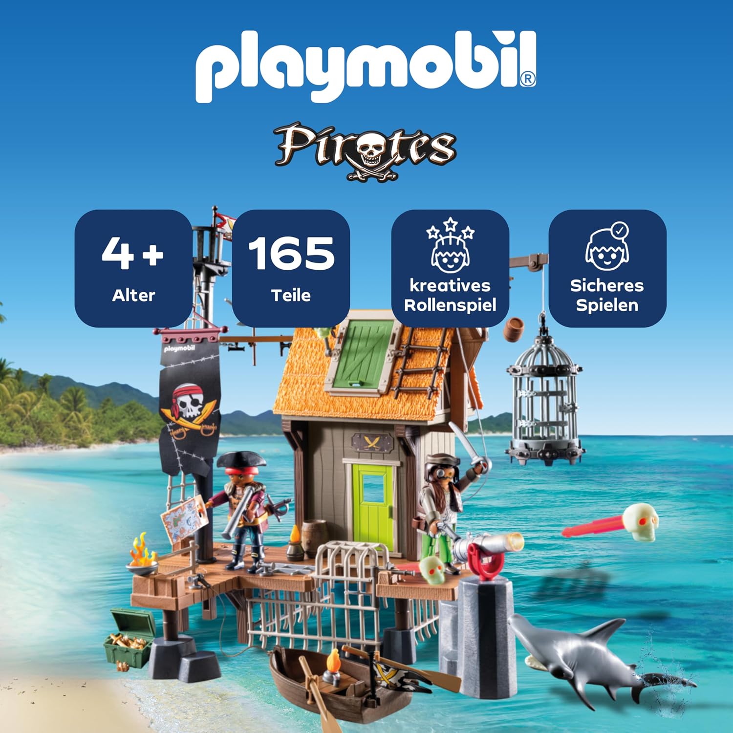Detalle 2 de PLAYMOBIL Pirates Piratenhafen mit Seeräubergefängnis – 71792