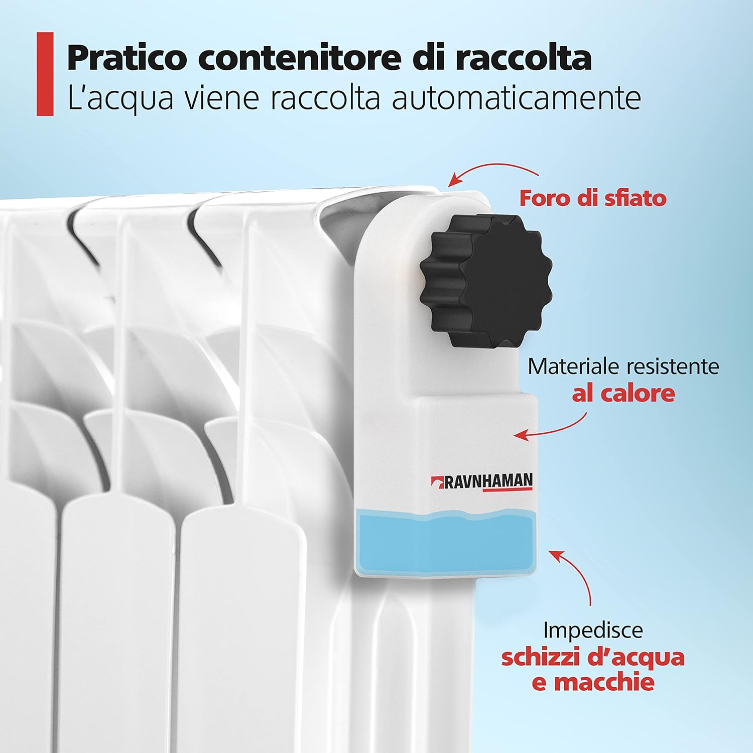 Detalle 2 de RAVN HAMAN: chiave per riscaldamento con contenitore di raccolta per sfiato radiatori