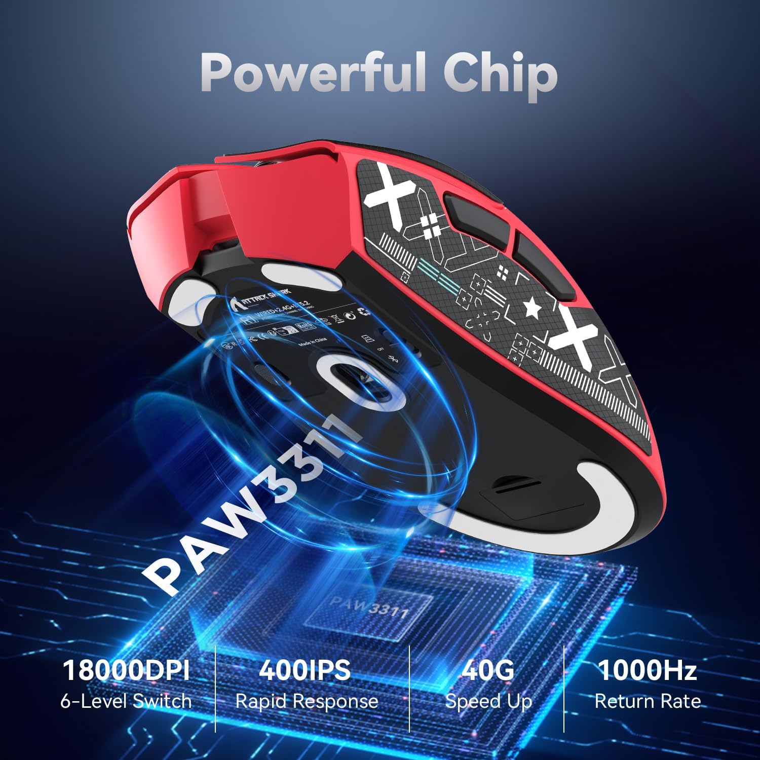 Thumbnail 5 de ATTACK SHARK R1 Souris Superlight 59 g sans fil/fil USB-C et 2,4 GHz, capteur PixArt PAW3311 jusqu’à 18 000 DPI