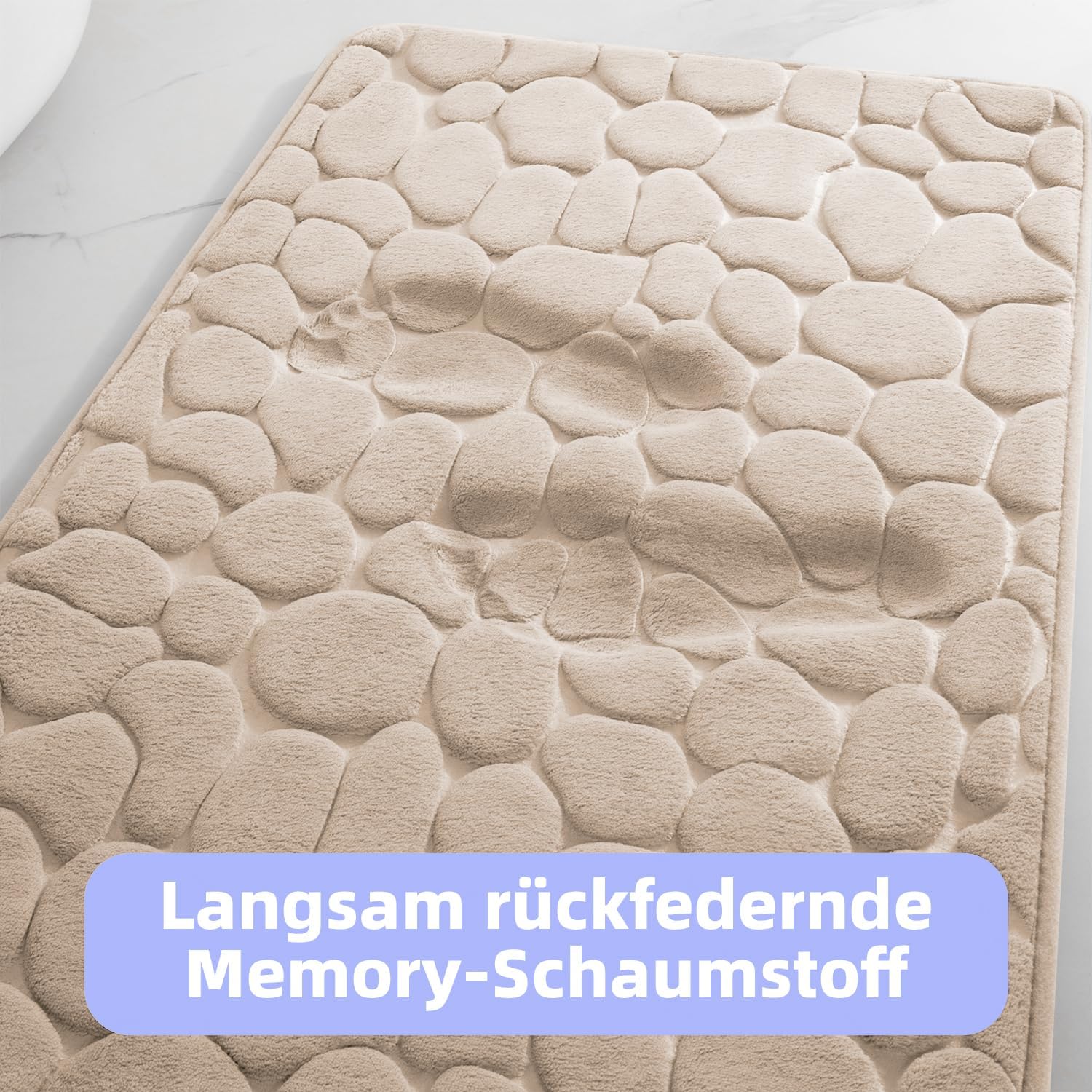 Thumbnail 2 de chakme Tapis de bain en mousse à mémoire de forme 50 x 80 cm beige