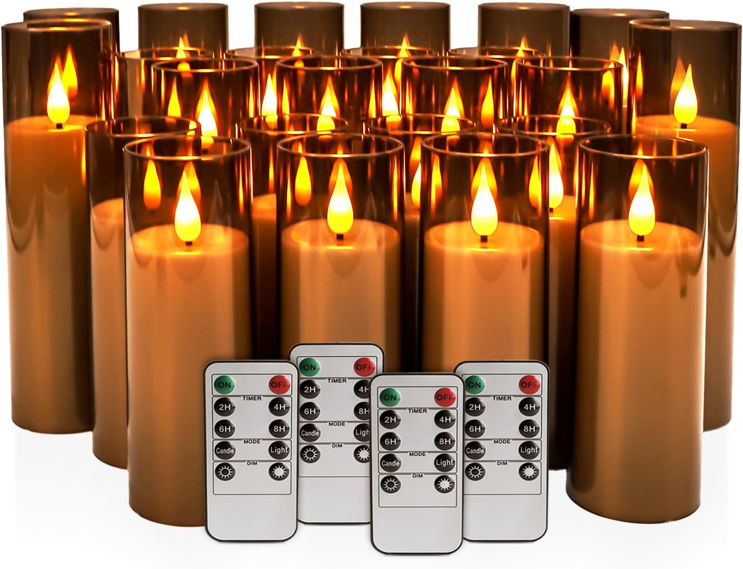 Detalle 2 de ECLHTLNY sa2SF Black LED Pillar Candles, 24-Pack, Remote, Timer & Flicker