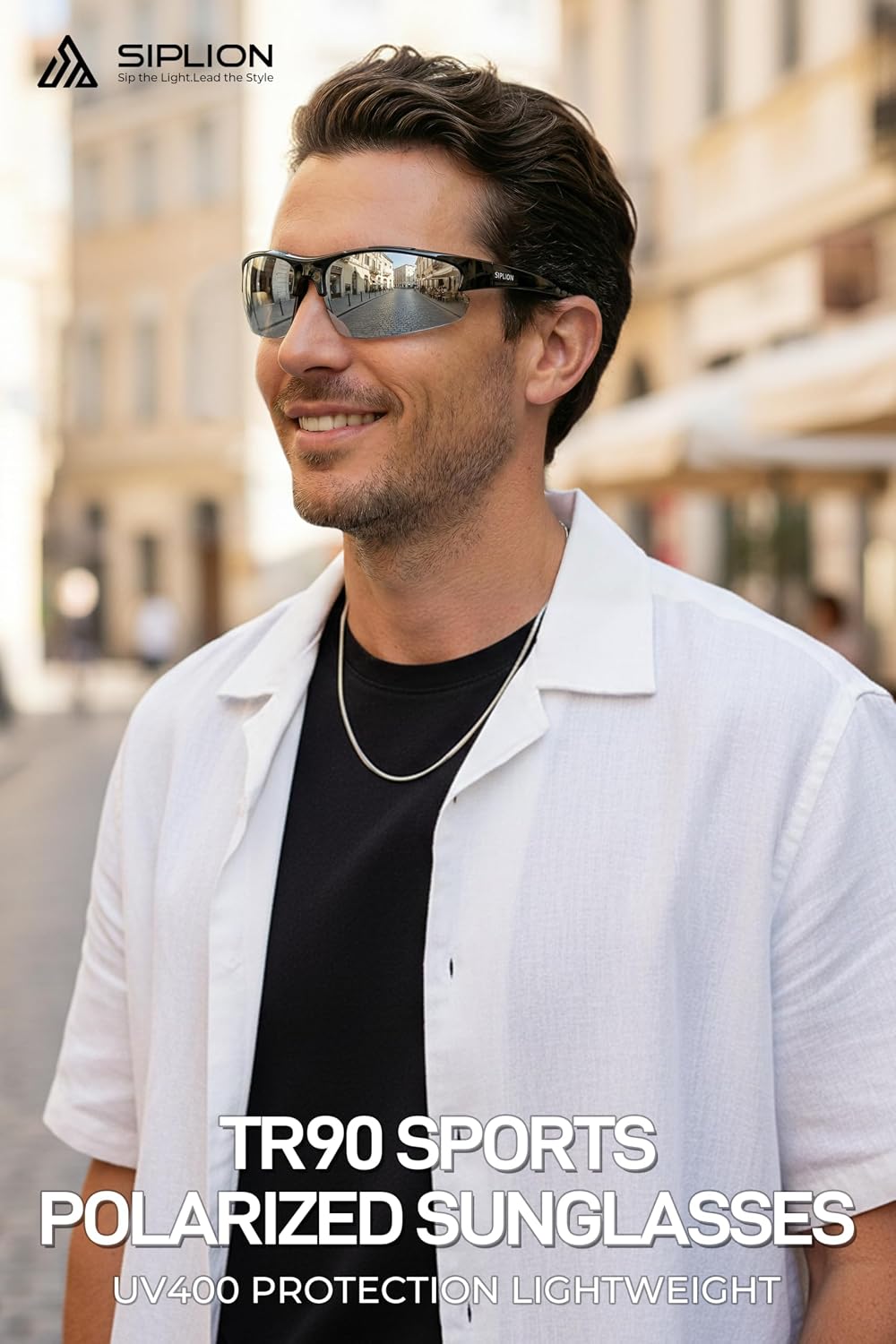Detalle 2 de SIPLION Herren-Sonnenbrille mit UV400, polarisierten TAC-Gläsern & TR90-Rahmen (CAT 3)