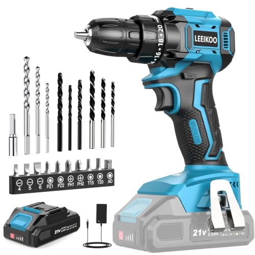 Detalle de Perceuse-visseuse sans fil LEEIKOO 21V Brushless – 45 N·m, batterie 2,0 Ah