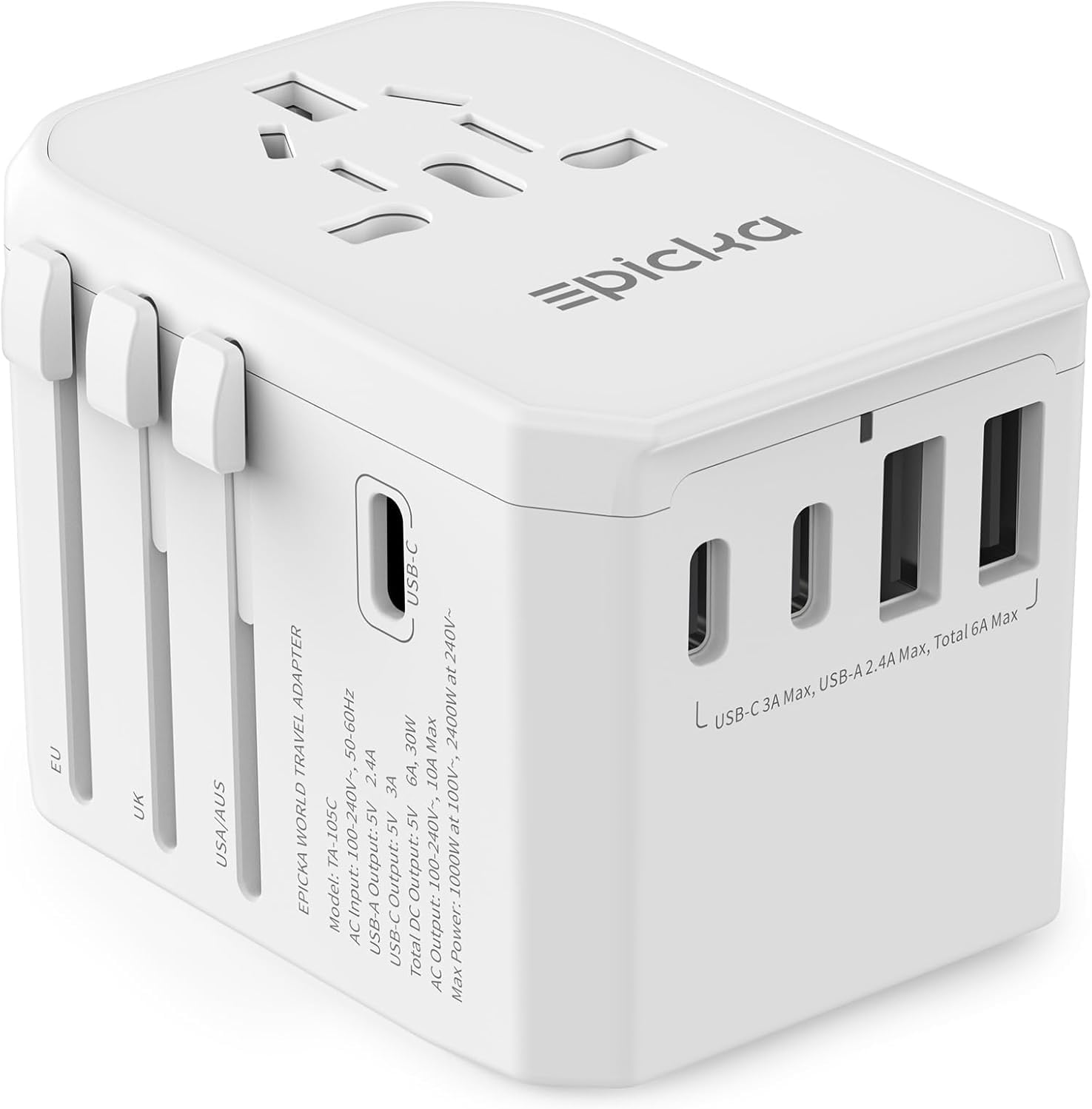Thumbnail 6 de EPICKA Adattatore Universale da Viaggio 30W: 6in1 con USB-C e USB-A, spina per oltre 200 paesi