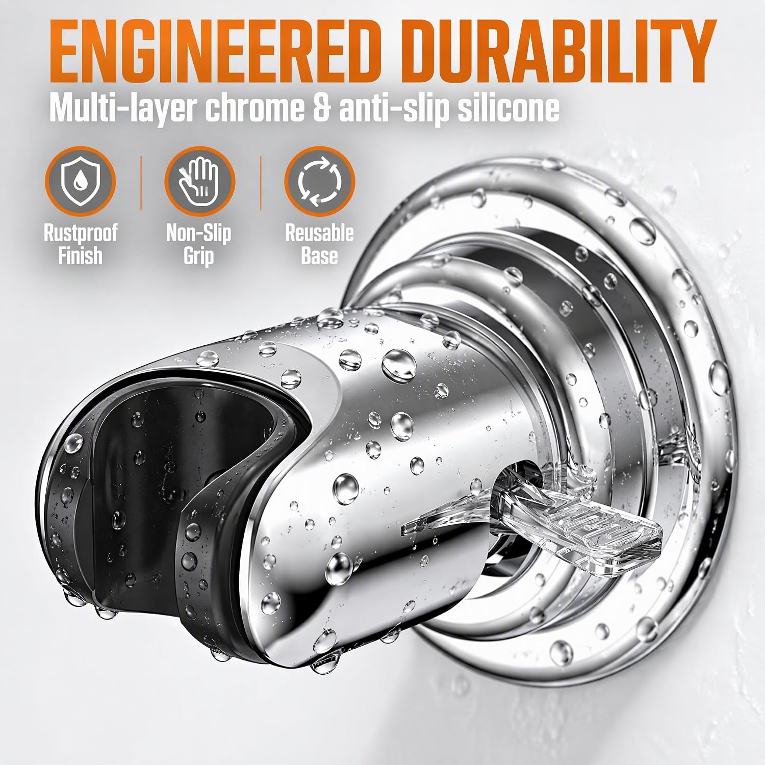 Detalle 2 de Sunschois Chrome Adjustable Suction-Cup Handheld Shower Head Holder