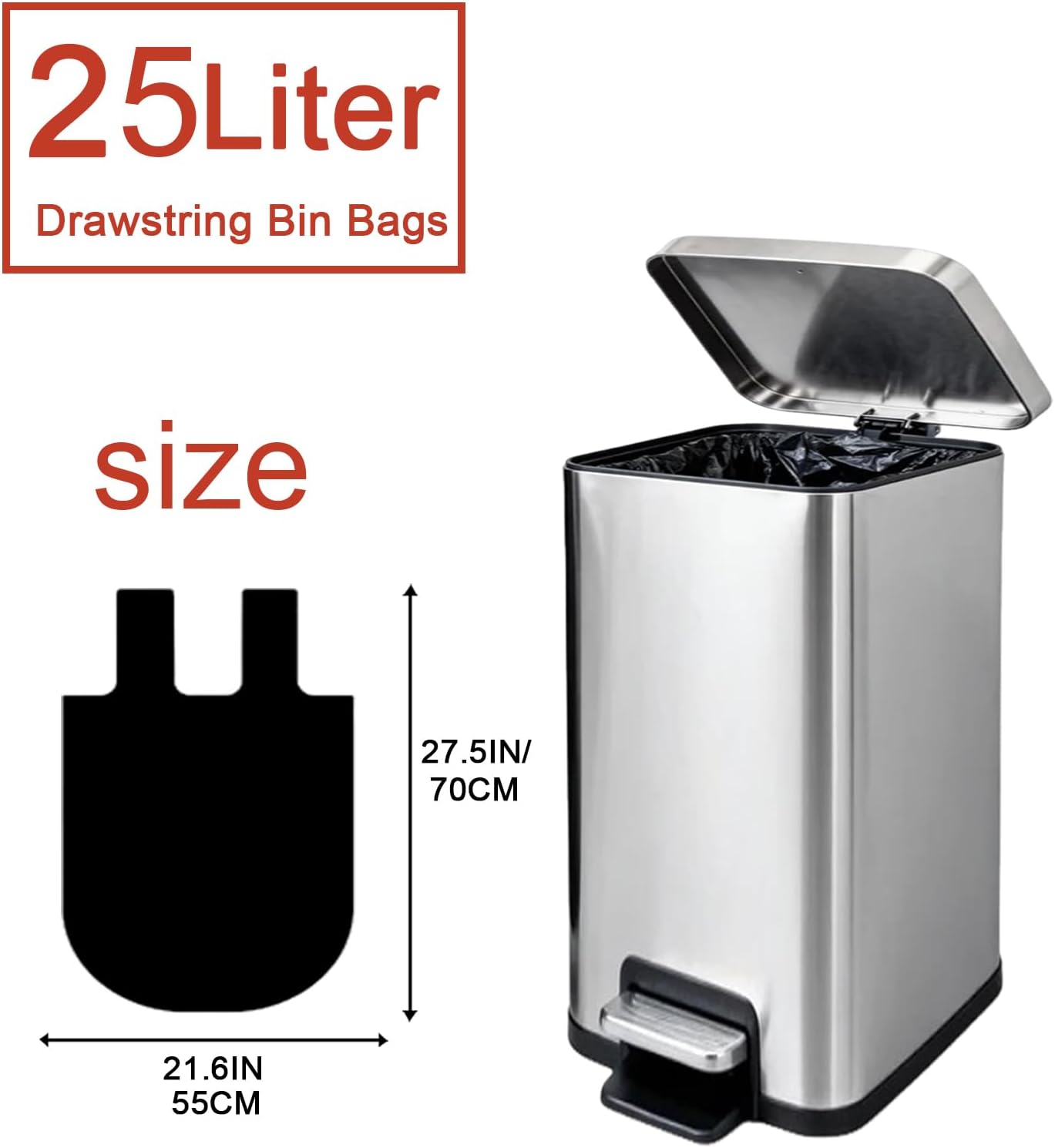 Thumbnail 4 de RULDGEE 25L Bin Liners with Tie Handles 60 Count