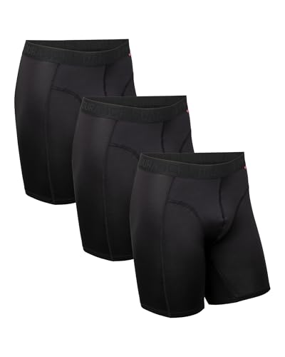 Detalle de DANISH ENDURANCE Boxer Uomo Sportivi 3 Paia Nero Gamba Lunga – Taglia L