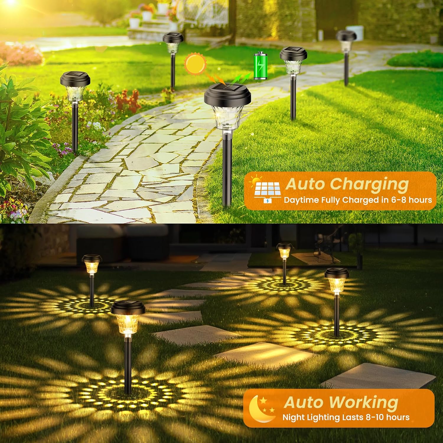 Detalle de FOMYHEARD Luci da Esterno Giardino Solari 8 Pezzi – Illuminazione LED, 8 pezzi, RGB e calda