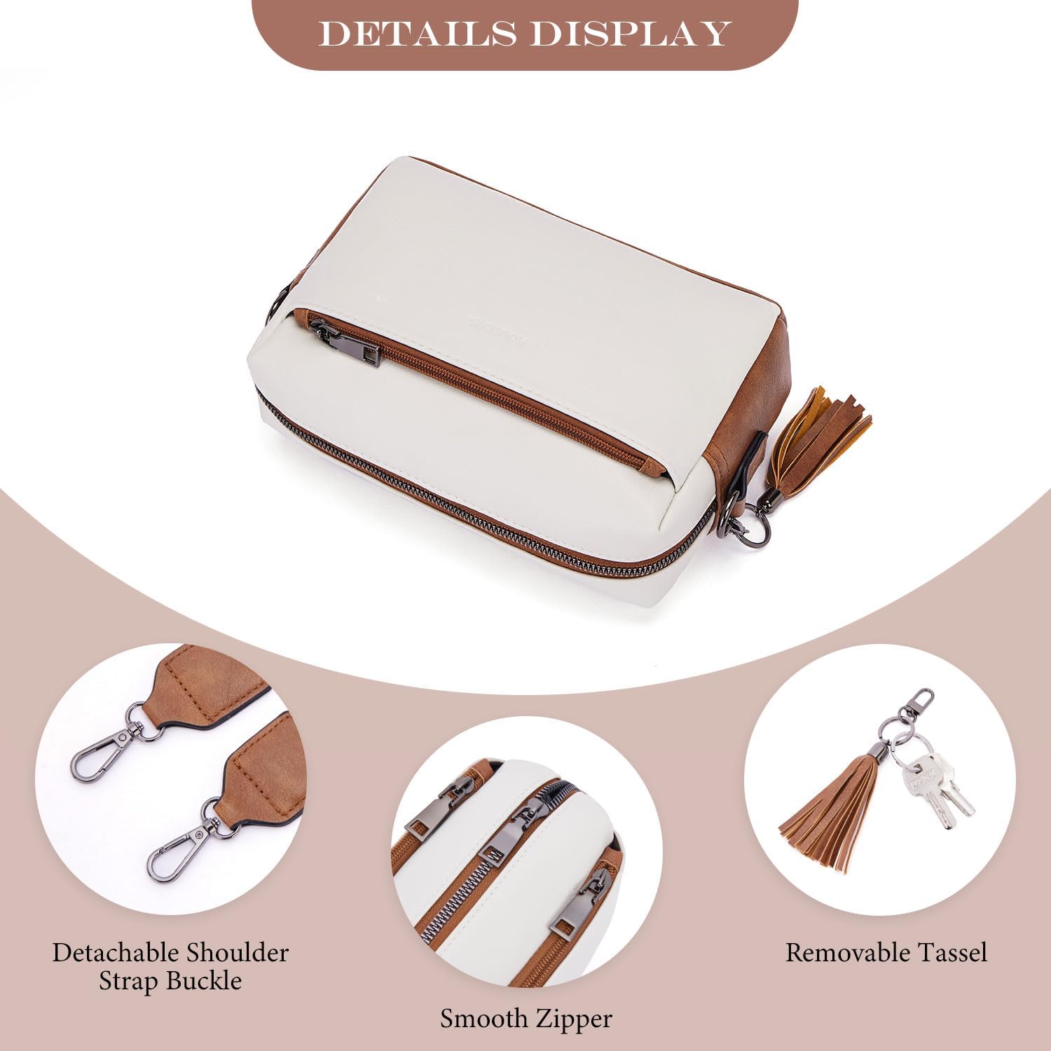 Detalle de Roulens Piccola Borsa a Tracolla Donna con 3 Scomparti Capienti: stile e funzionalità in una pochetta versatile