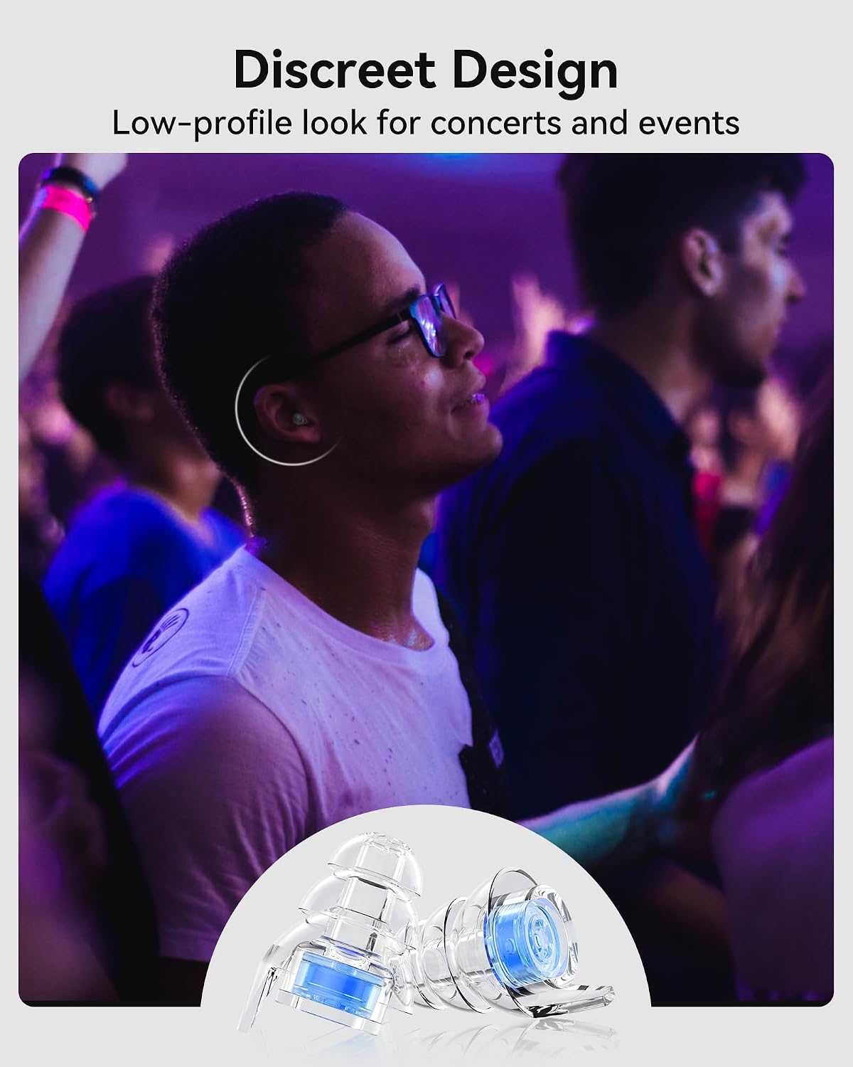 Detalle de Eargrace High Fidelity Concert Ear Plugs – 2 Pairs with Aluminium Carry Case (NRR 23dB)