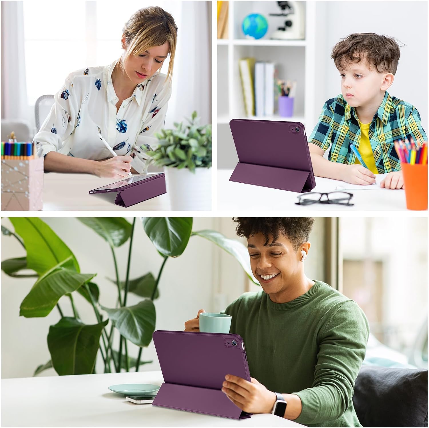 Thumbnail 6 de ProCase Hülle für iPad A16 (11. & 10. Generation) mit Stifthalter – Smart Cover in Dunkellila