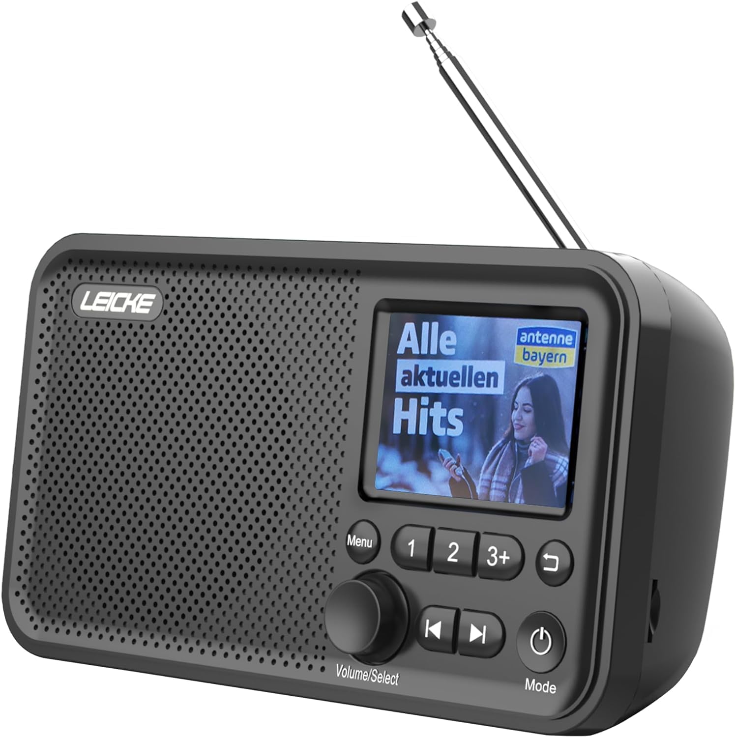Detalle de LEICKE draagbare DAB+-radio met Bluetooth 5.0, kleurenscherm en 2000 mAh