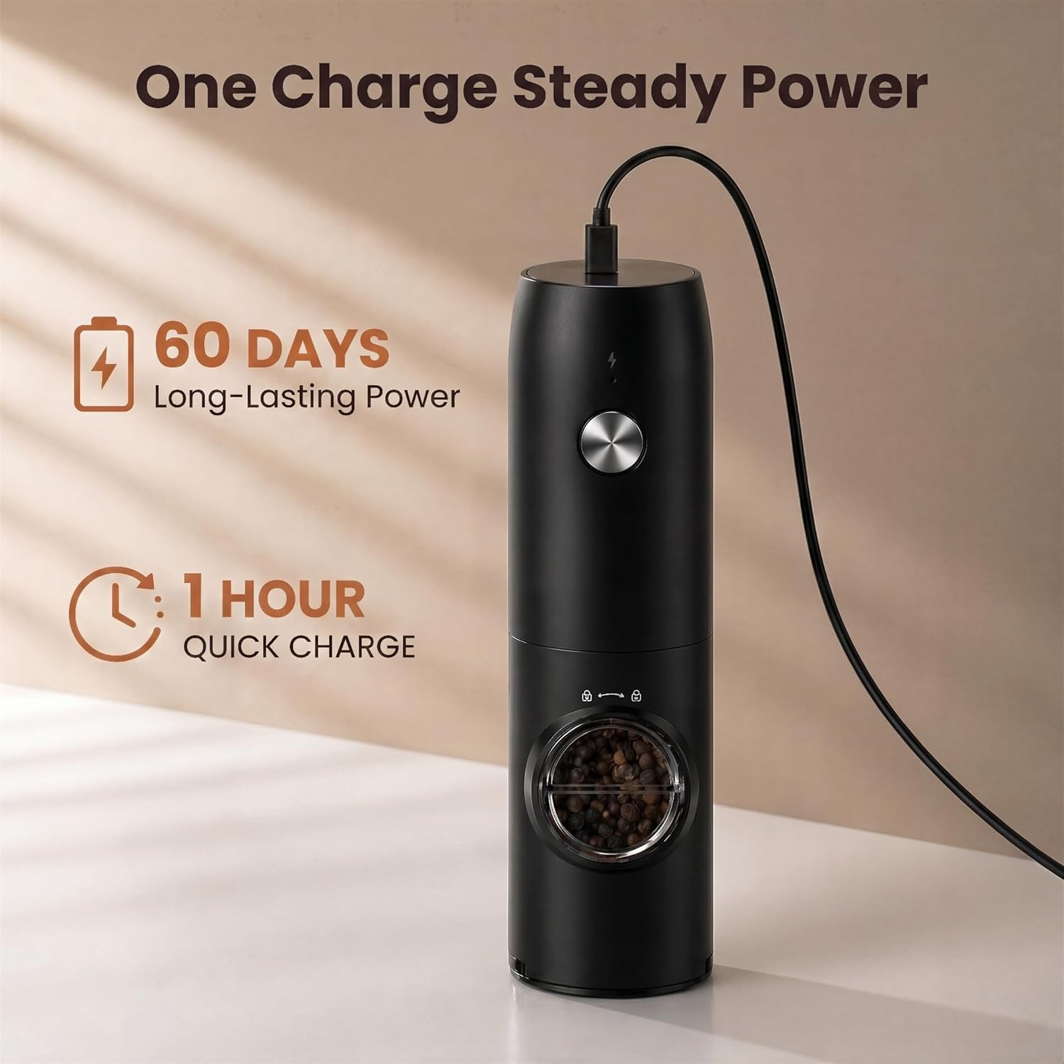 Detalle 2 de FRTONYI Electric Salt and Pepper Grinder 70ml 🧂