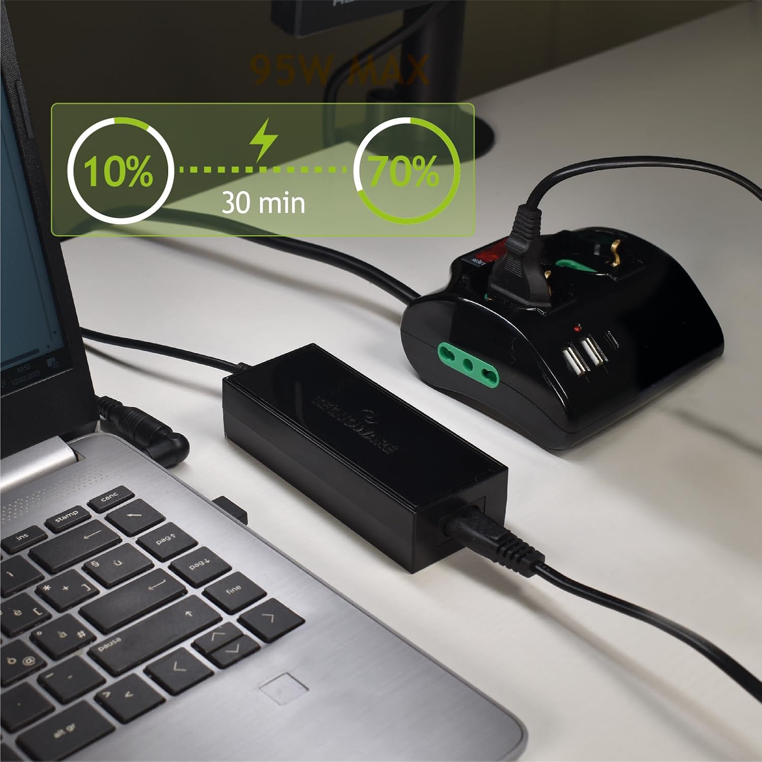 Thumbnail 3 de Tecnoware Power Systems caricatore universale 95W per notebook con 10 connettori (protezione contro sbalzi), nero